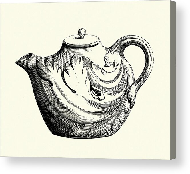 Engraving Acrylic Print featuring the drawing Italian earthenware teapot, 18th Century by Duncan1890