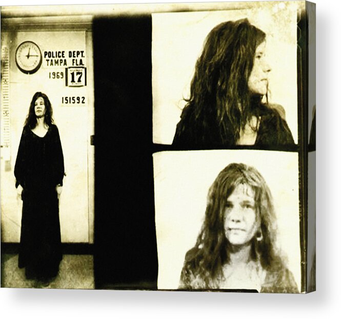 Janis Acrylic Print featuring the photograph Janis Joplin Mugshot by Digital Reproductions