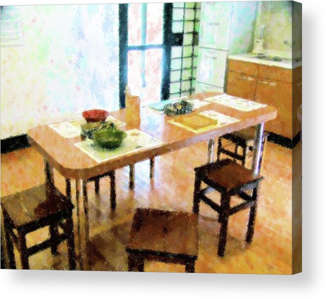 Architecture Acrylic Print featuring the mixed media Japanese Kitchen At Morikami by Florene Welebny