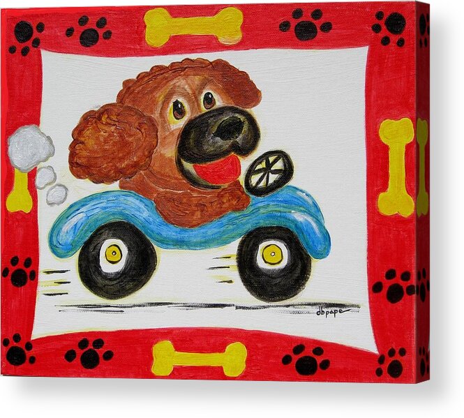 Dogs Acrylic Print featuring the painting Joy Ride by Diane Pape