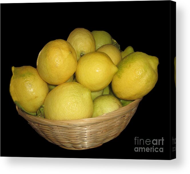 Lemons Acrylic Print featuring the painting Just Lemons by Sarabjit Singh