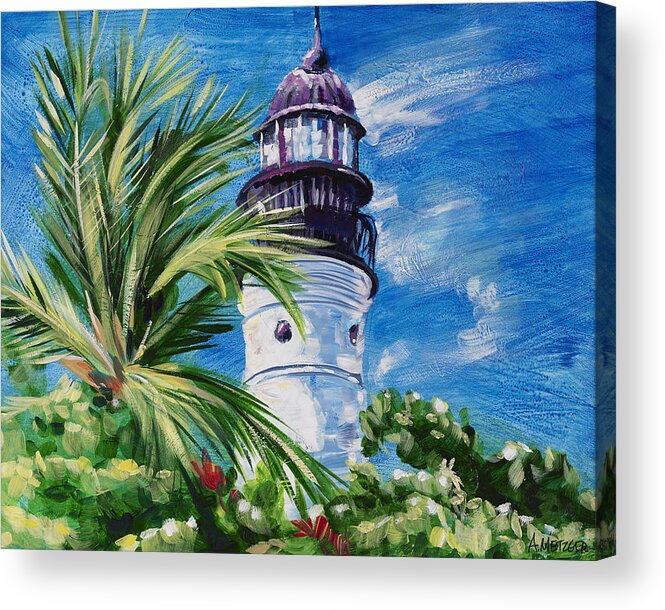 Florida Acrylic Print featuring the painting Key West Lighthouse by Alan Metzger
