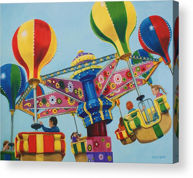 Amusement Ride Acrylic Print featuring the painting Kiddie Ride by Jill Ciccone Pike