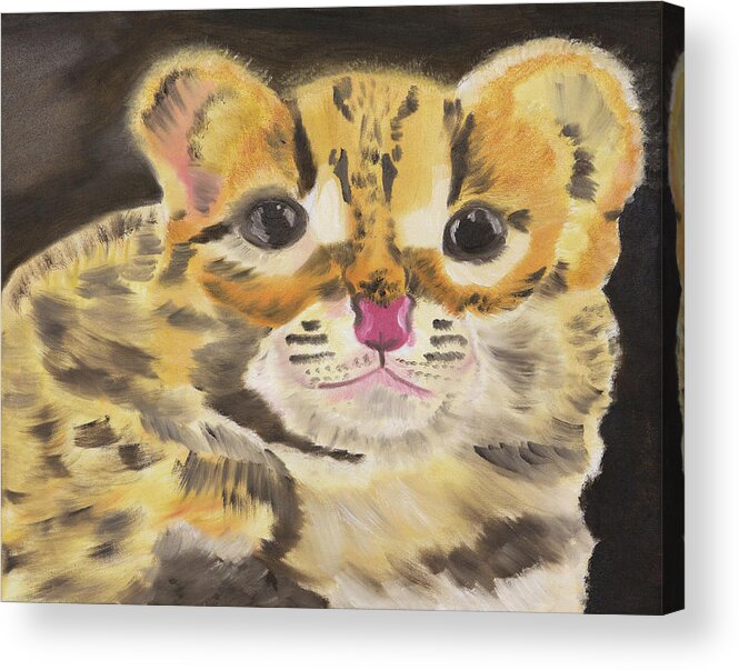 Cat Acrylic Print featuring the painting Peek a Boo Kitty by Meryl Goudey