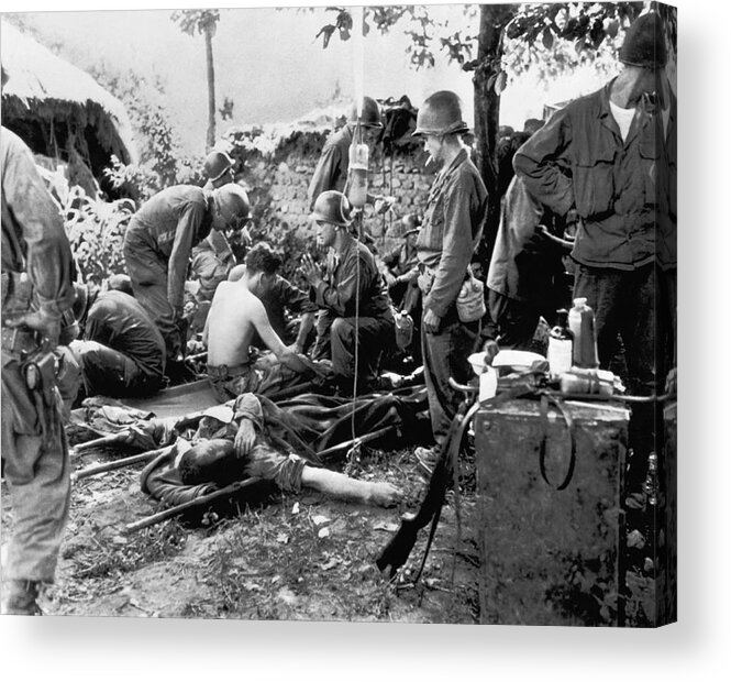 1950 Acrylic Print featuring the photograph Korean War Wounded by Underwood Archives