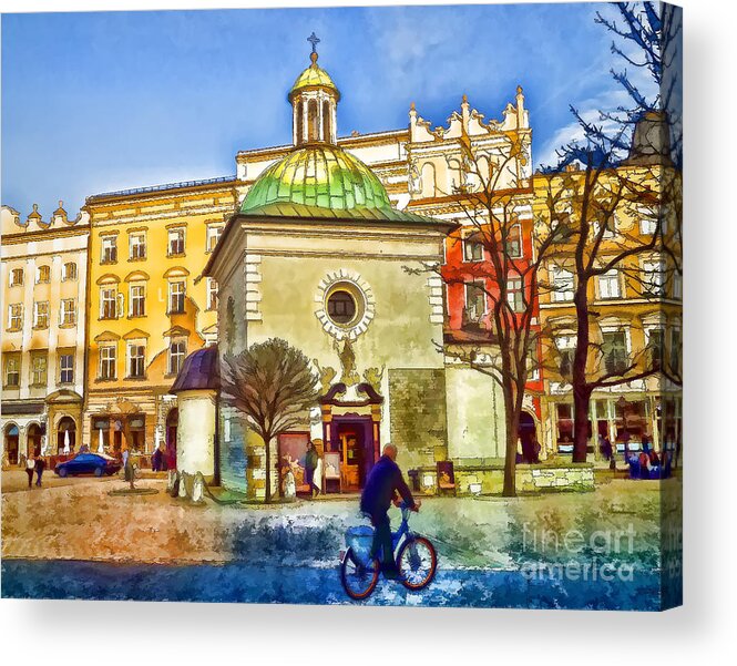 Cracow Acrylic Print featuring the digital art Krakow Main Square Old Town by Justyna Jaszke JBJart
