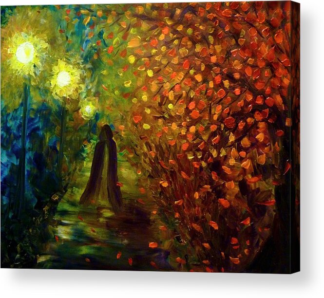 Lady Autumn Acrylic Print featuring the painting Lady Autumn by Lilia D