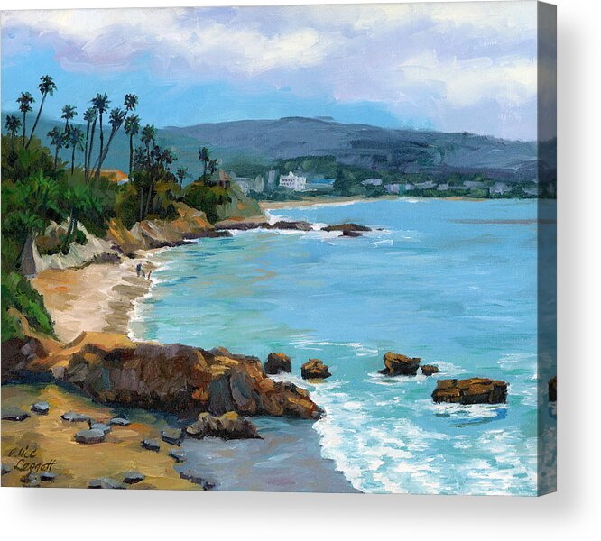 Laguna Beach Acrylic Print featuring the painting Laguna Beach Winter by Alice Leggett