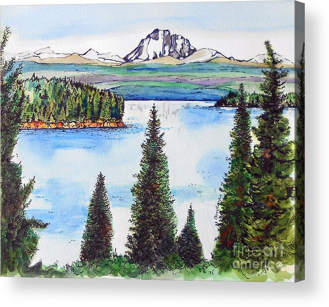 Mt. Lassen Acrylic Print featuring the painting Lassen And Almanor by Terry Banderas