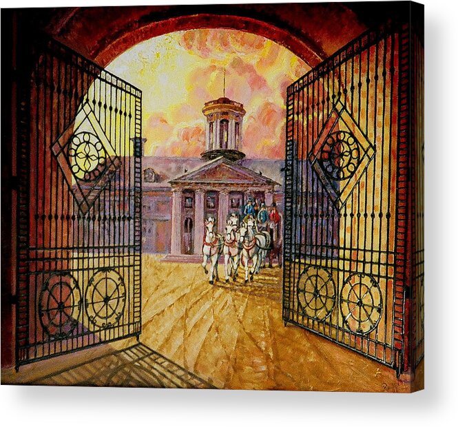 Manor House In Russia Acrylic Print featuring the painting Leaving the Mansion by Raffi Jacobian