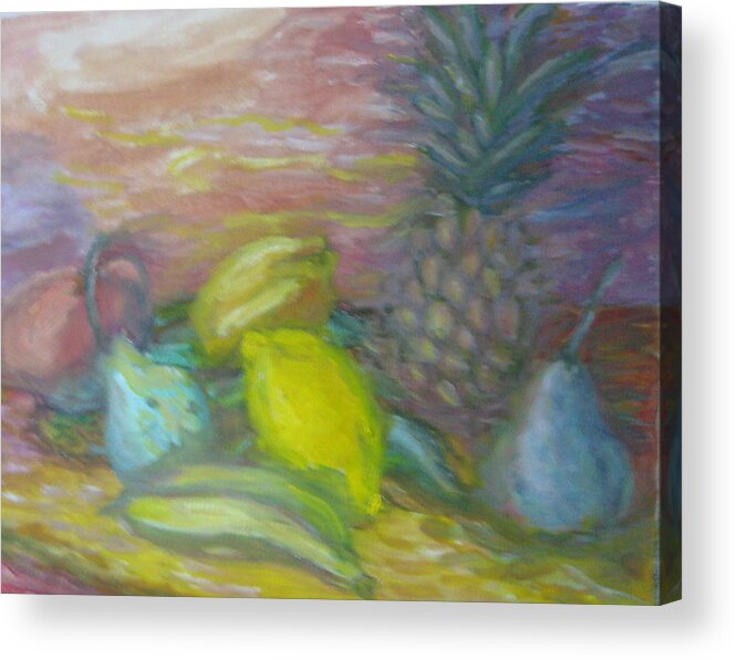 Still Life Acrylic Print featuring the painting Lemon's Loves by Enrique Ojembarrena