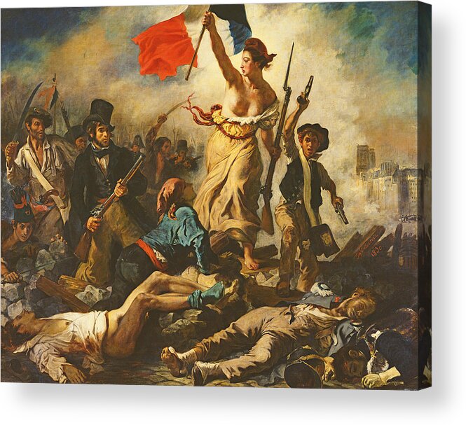 Liberty Leading The People Acrylic Print featuring the painting Liberty Leading The People, 28 July 1830 by Eugene Delacroix