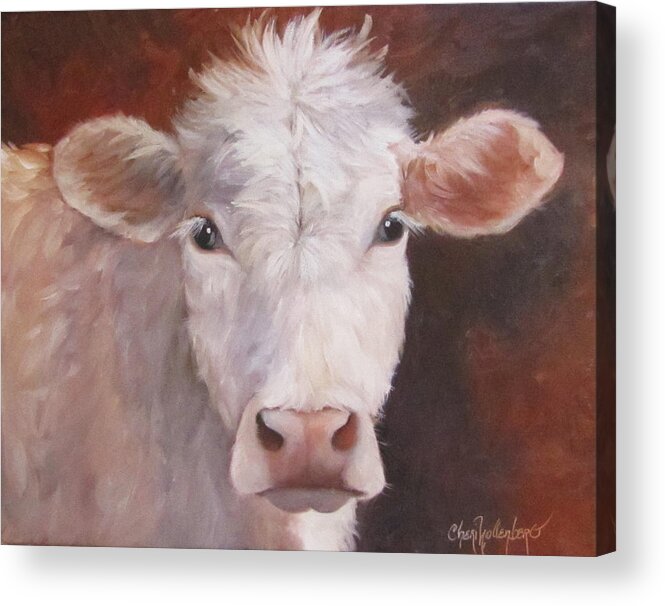 Cow Art Acrylic Print featuring the painting Lizzy Has A Bad Hair Day by Cheri Wollenberg