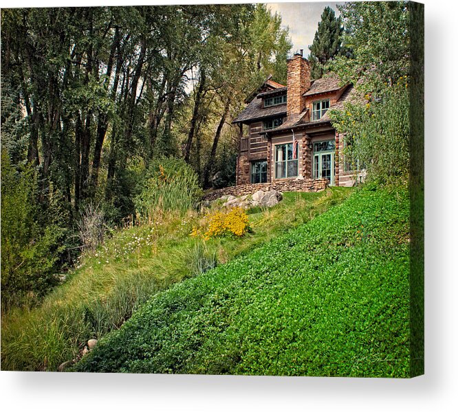 Cabin Acrylic Print featuring the photograph Log Cabin in Aspen Colorado by Julie Magers Soulen