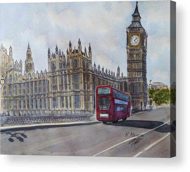 Architecture Acrylic Print featuring the painting London by Henrieta Maneva