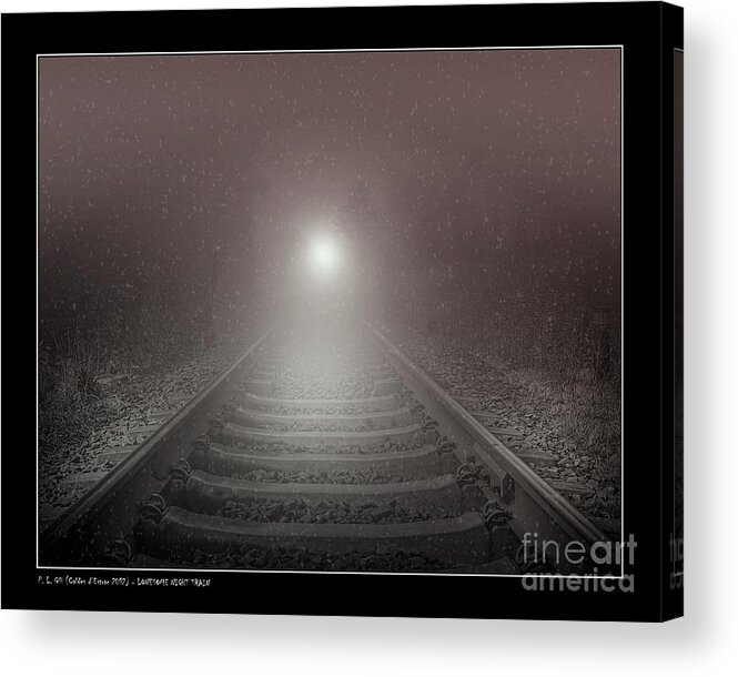 Snow Acrylic Print featuring the photograph Lonesome Night Train by Pedro L Gili