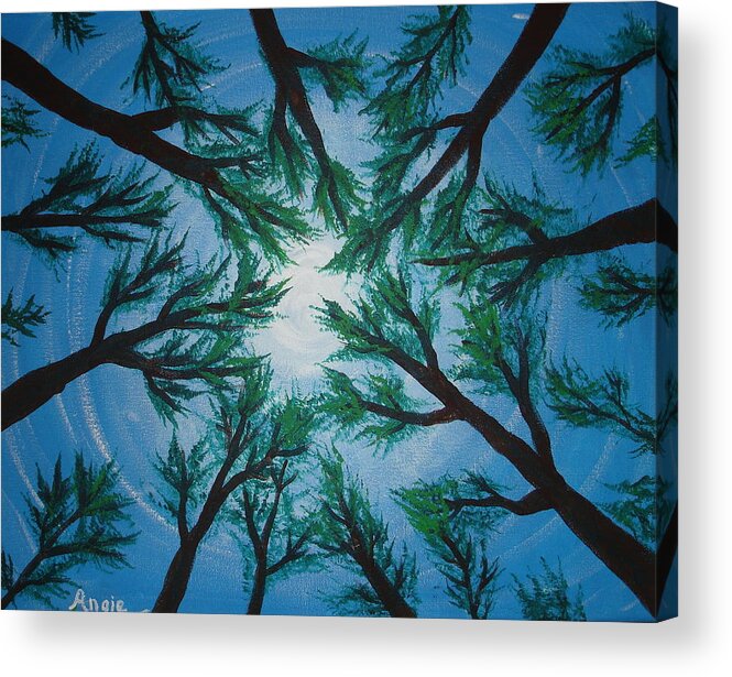 Trees Acrylic Print featuring the painting Looking Up by Angie Butler