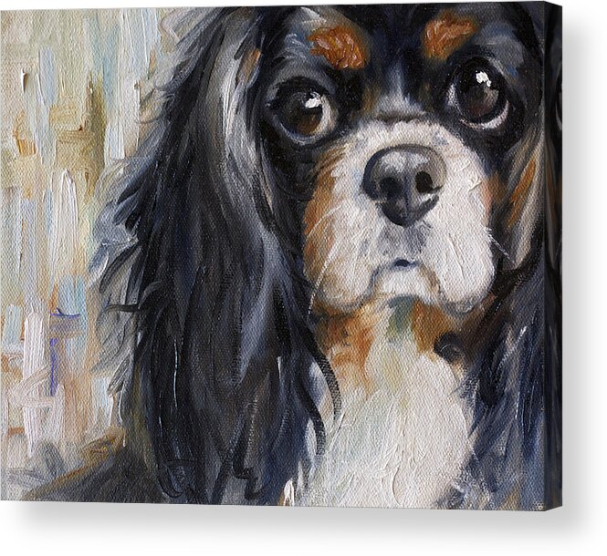 Cavalier King Charles Spaniel Acrylic Print featuring the painting Love by Mary Sparrow