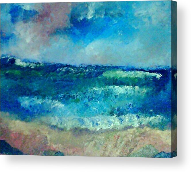 Water Acrylic Print featuring the painting Majestic Fury by Suzanne Berthier