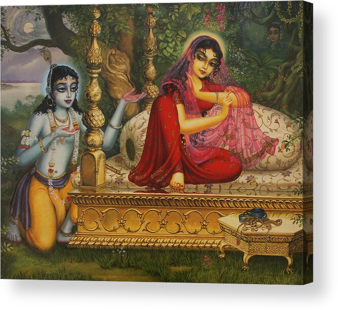 Krishna Acrylic Print featuring the painting Man Lila by Vrindavan Das