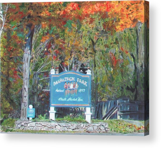 Baa Acrylic Print featuring the painting Marathon Park by Cliff Wilson