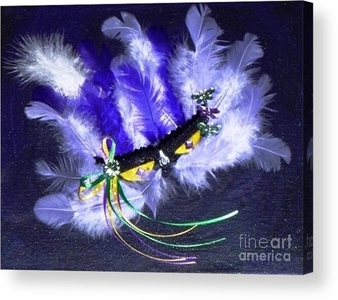 Mixed Media Acrylic Print featuring the painting Mardi Gras on Purple by Alys Caviness-Gober