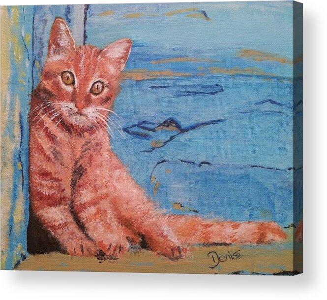 Kitten Acrylic Print featuring the painting Mediterranean Marmalade by Denise Hills
