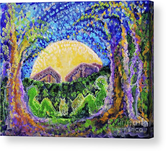 Moon Acrylic Print featuring the painting Meet Me by Holly Carmichael