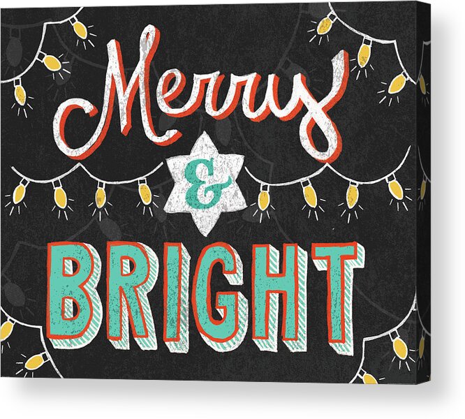 Black Acrylic Print featuring the painting Merry And Bright Black by Mary Urban
