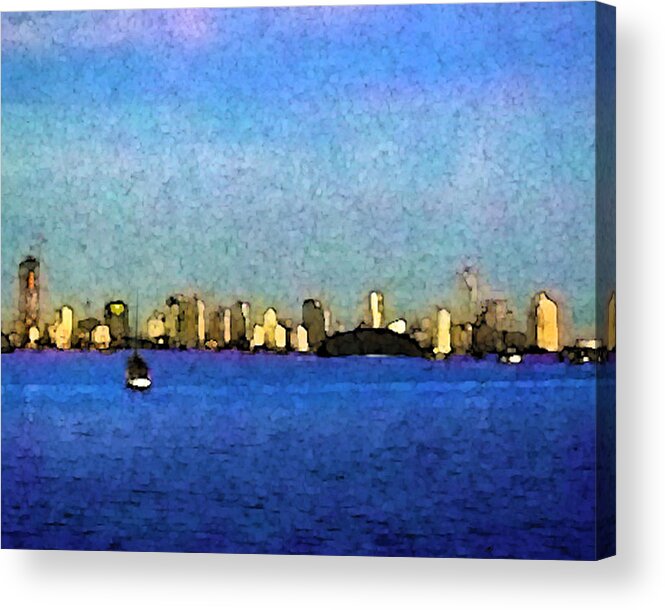 Blue Acrylic Print featuring the photograph Miami Skyline by Jessica Levant