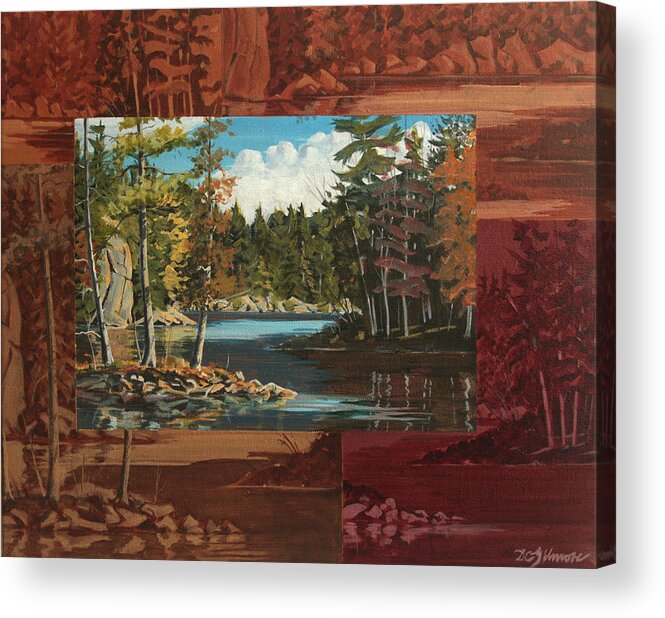 Fall Acrylic Print featuring the painting Mink Lake Exit by David Gilmore