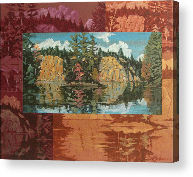  Fall Acrylic Print featuring the painting Mink Lake in Fall by David Gilmore