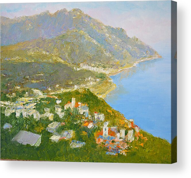 Landscape Acrylic Print featuring the painting Minori and Ravello Southern Italy by Dai Wynn