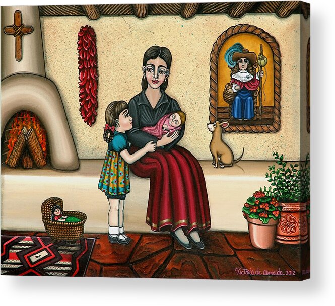 Moms Acrylic Print featuring the painting Momma Do You Love Me? by Victoria De Almeida