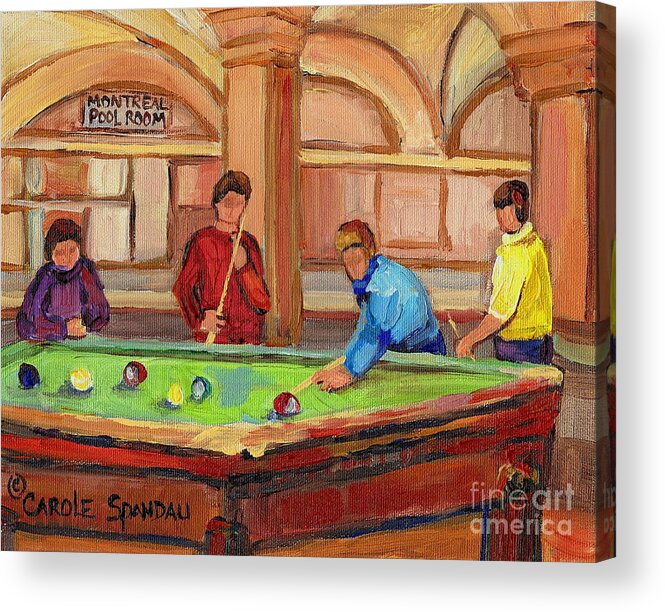 Montreal Acrylic Print featuring the painting Montreal Pool Room by Carole Spandau