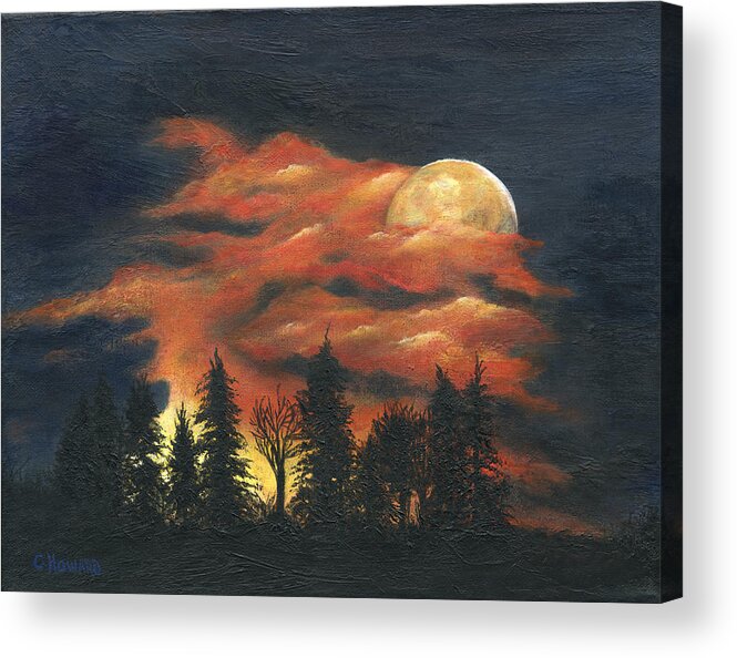 Full Moon Acrylic Print featuring the painting Moon Rise Love Song by Catherine Howard