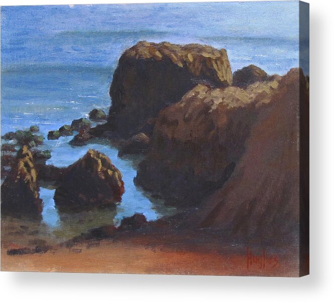 Moonstone Beach Acrylic Print featuring the painting Moonstone Beach by Kevin Hughes