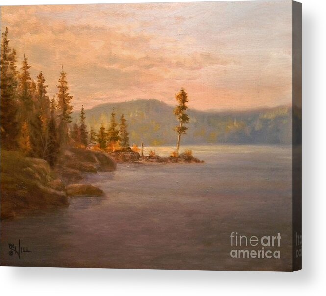 Coeur D'alene Acrylic Print featuring the painting Morning Light on Coeur d'Alene by Paul K Hill
