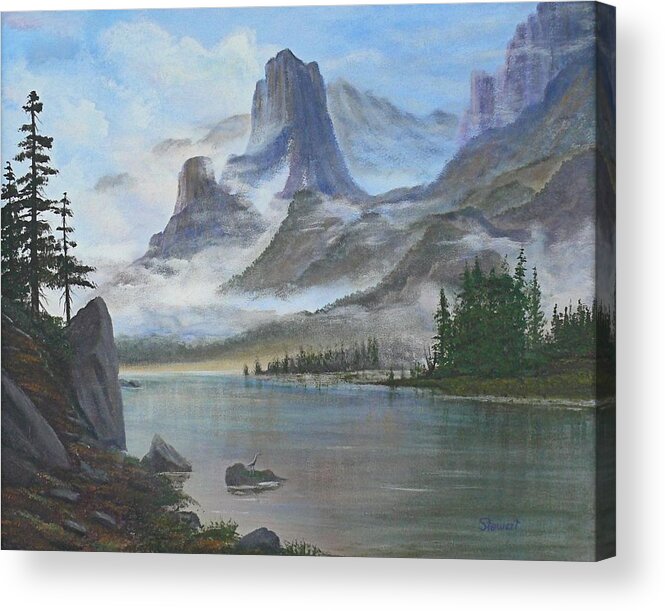 Landscape Acrylic Print featuring the painting Morning Mist by William Stewart