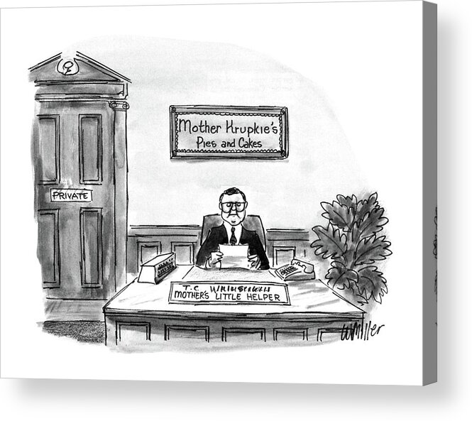 Mother Krupkie's Pies And Cakes
(businessman Sits At His Desk Reading A Letter Acrylic Print featuring the drawing Mother Krupkie's Pies And Cakes by Warren Miller