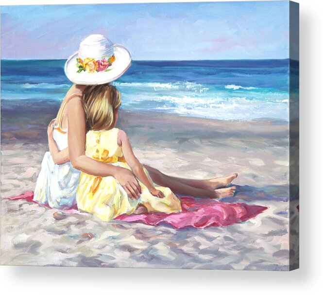 Mom And Daughter Acrylic Print featuring the painting Mother's Love by Laurie Snow Hein