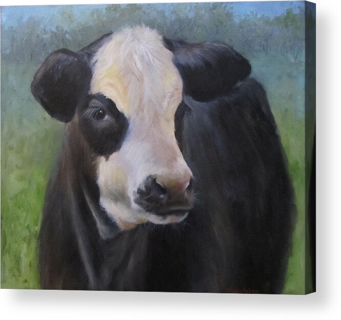 Black Baldie Acrylic Print featuring the painting Ms Jasmin by Cheri Wollenberg