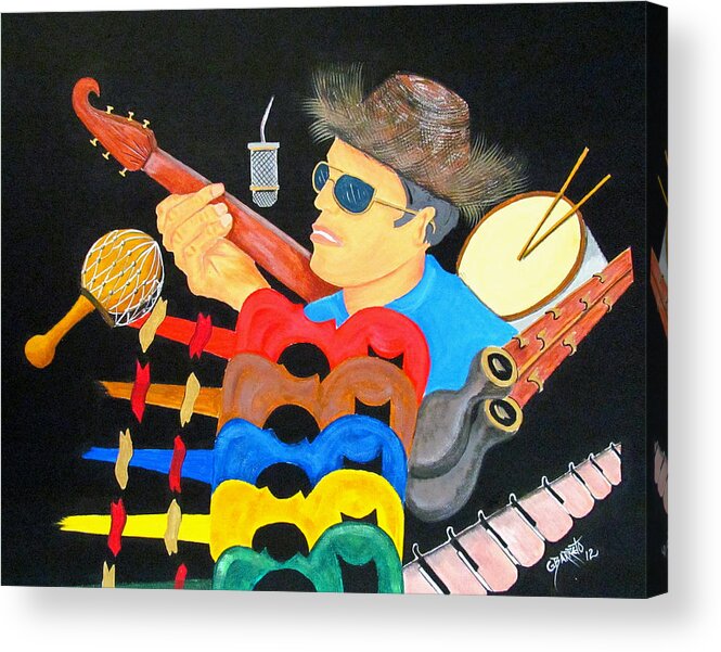 Music Acrylic Print featuring the painting Musical Man by Gloria E Barreto-Rodriguez