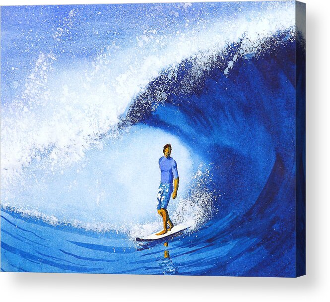 Surf Acrylic Print featuring the painting Surfer Blue by Nelson Ruger