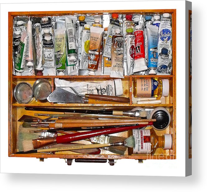 Oil Paints Acrylic Print featuring the photograph My Paint Box by Val Miller