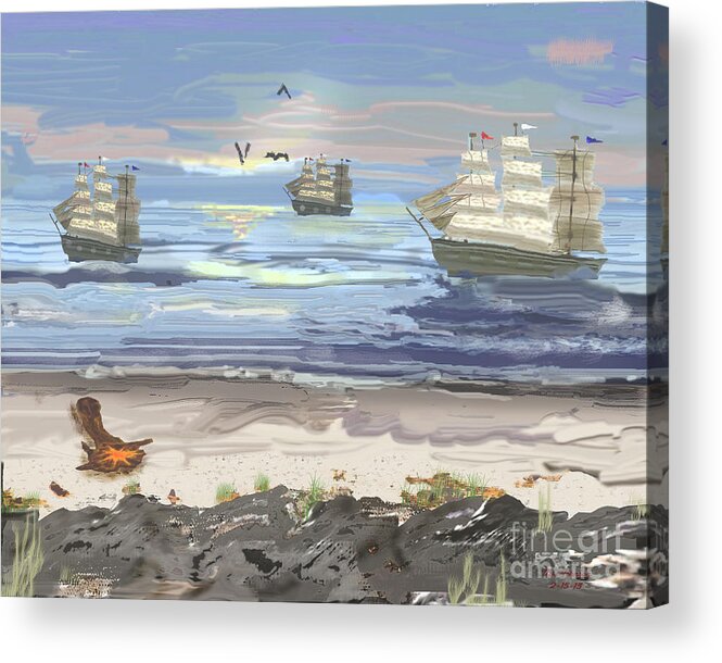 Clipper Acrylic Print featuring the digital art Near The Shore by Terri Johnson