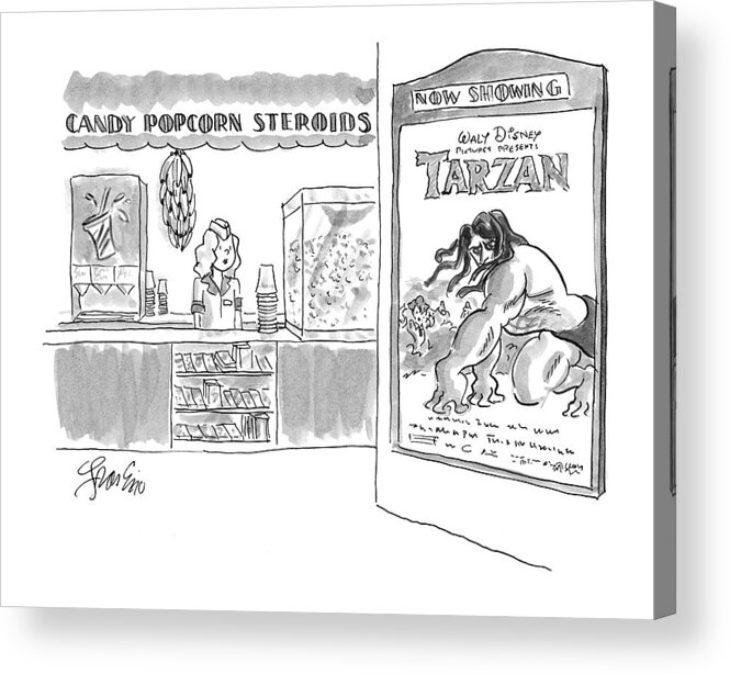 Popcorn Acrylic Print featuring the drawing New Yorker July 5th, 1999 by Edward Frascino
