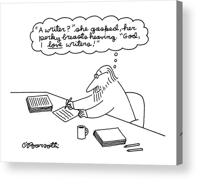 (a Man Thinking Acrylic Print featuring the drawing New Yorker June 27th, 1994 by Charles Barsotti