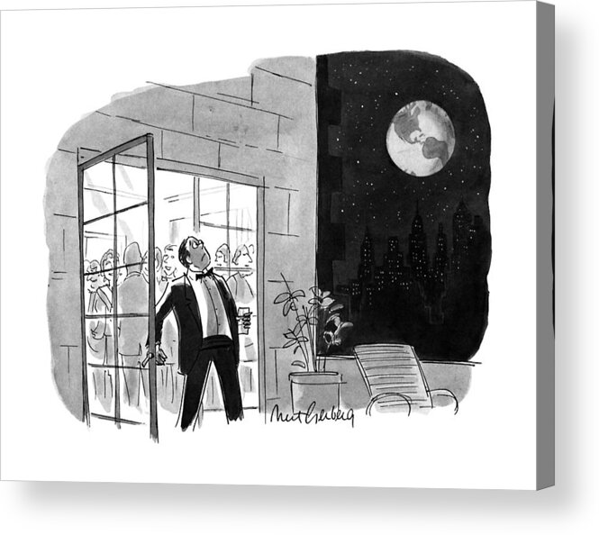 Space Acrylic Print featuring the drawing New Yorker October 29th, 1990 by Mort Gerberg