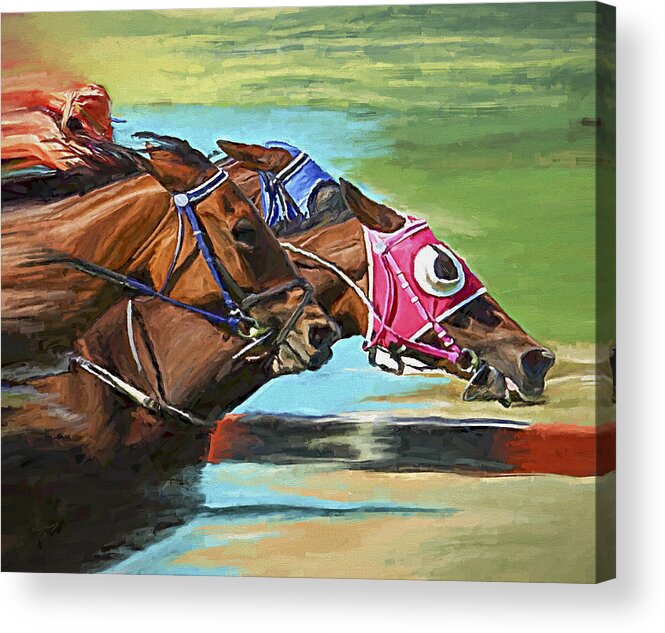 Horses Acrylic Print featuring the painting Nikita By A Head by David Wagner